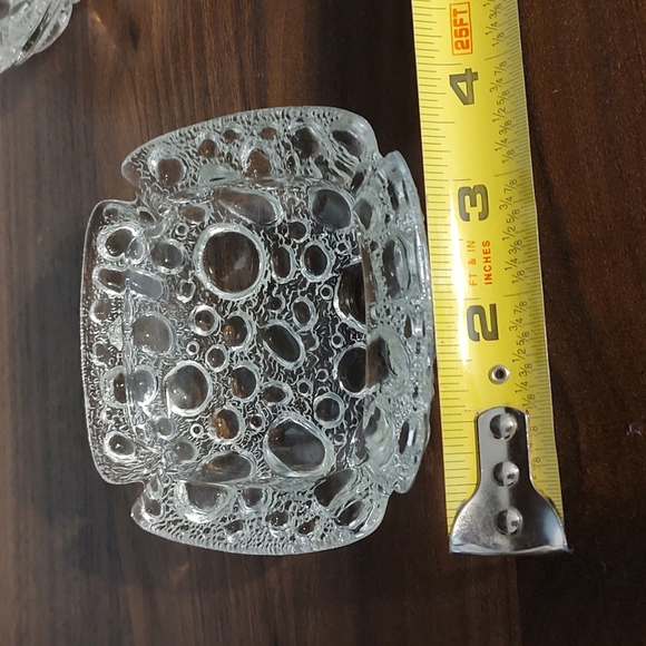 Ash Tray Blenko Clear Bubble Art Glass Candle Holders Set 2 - Picture 8 of 9